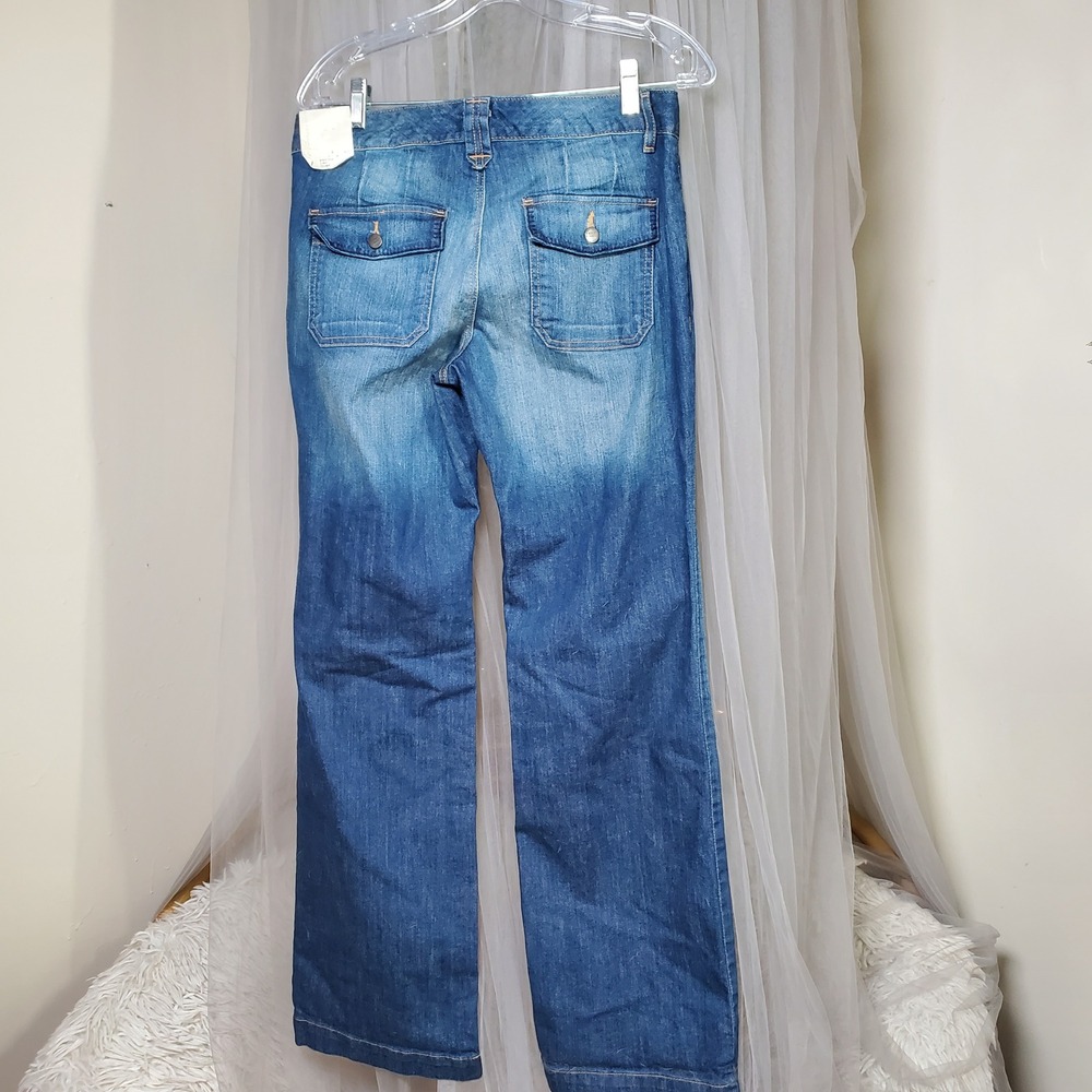 Eddie Bauer Y2K Curvy Trouser Flare Jeans Western Dressy Blue Denim 32x31 Size 6 - Picture 3 of 9